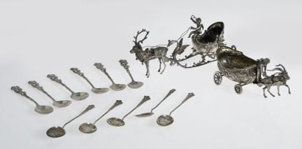 Lot de cuillères à café en argent : six portant le