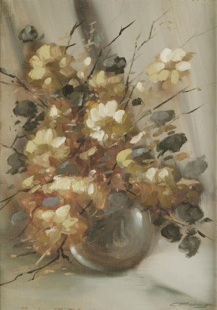 CARLOS MORAGO 
Madrid (1954)
„Vase mit Blumen“
Öl 