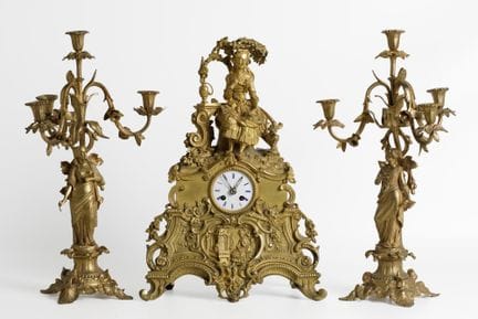 Conjunto de candelabros y reloj, Napoleón III, Fra