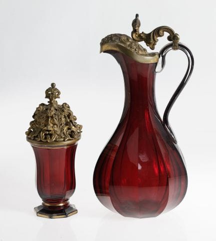 Brocca e bicchiere, probabilmente della Boemia, XI