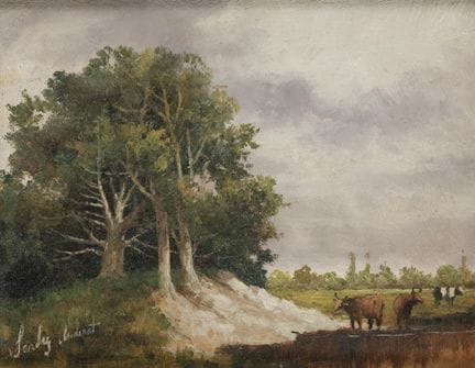 ANONYM 
(20. Jahrhundert)
„Landschaft mit Kühen“
Ö