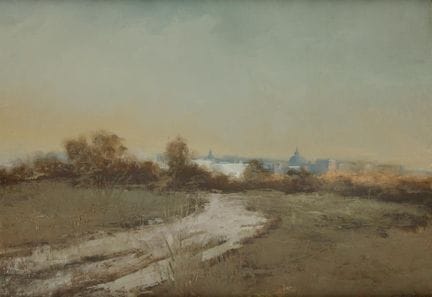 CARLOS MORAGO 
Madrid (1954)
"Veduta urbana"
Olio 