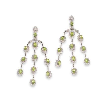 OHRRINGE, CHANDELIER, GOLD MIT PERIDOTS UND DIAMAN