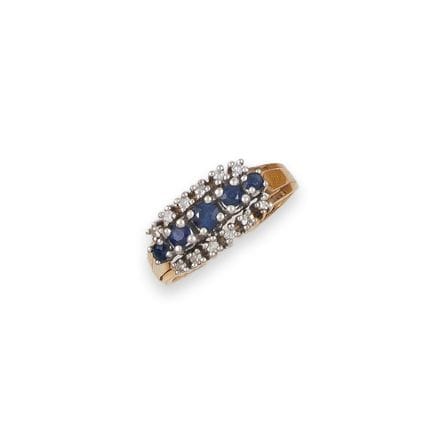 BAGUE EN OR 14 CARATS AVEC SAPHIRS ET DIAMANTS
Bag