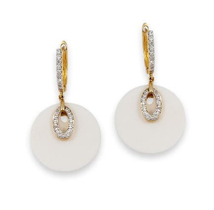 BOUCLES D'OREILLES EN OR AVEC DIAMANTS ET DISQUE E