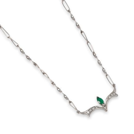 COLLAR DE ORO BLANCO CON DIAMANTES Y ESMERALDA
Col