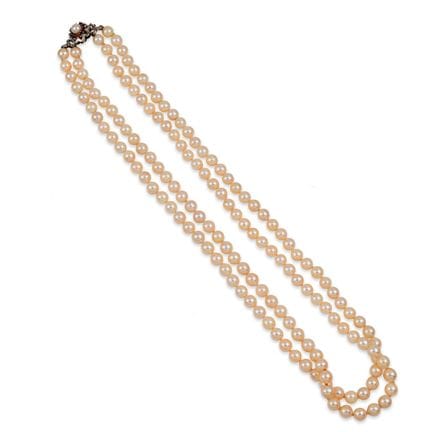 COLLAR DE DOS HILOS DE PERLAS DE CULTIVO CON CIERR