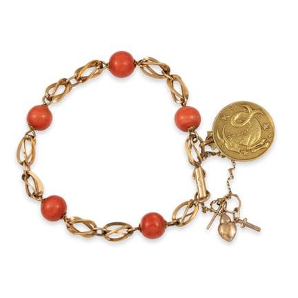 BRACELET, OR ET CORAIL
Bracelet composé de maillon