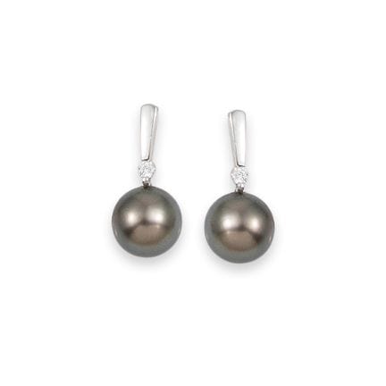 ORECCHINI IN ORO BIANCO CON PERLA GRIGIA E DIAMANT