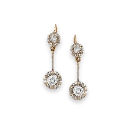 BOUCLES D'OREILLES, OR ET DIAMANTS
Paire de boucle