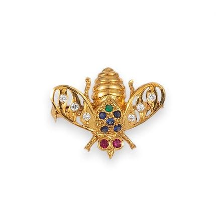 BROCHE EN FORME DE MOUCHE, EN OR JAUNE 18 CARATS A