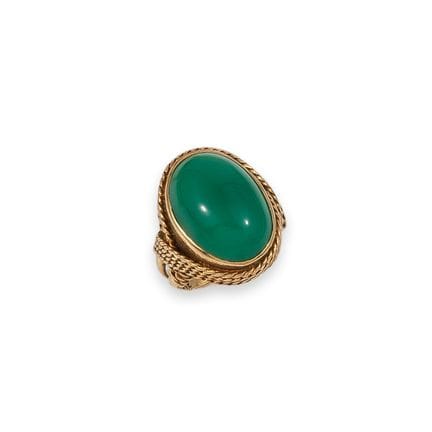 BAGUE, OR ET CHRYSOPRASE
Bague en or jaune 18 cara