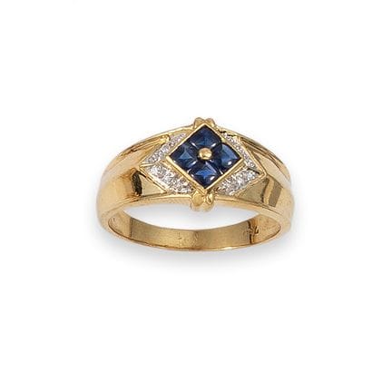 BAGUE, OR, SAPHIRS ET DIAMANTS TAILLÉS EN BRILLANT