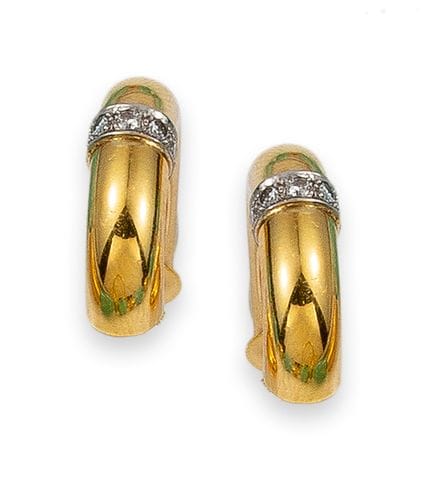 BOUCLES D'OREILLES CERCEAUX, OR ET DIAMANTS TAILLE