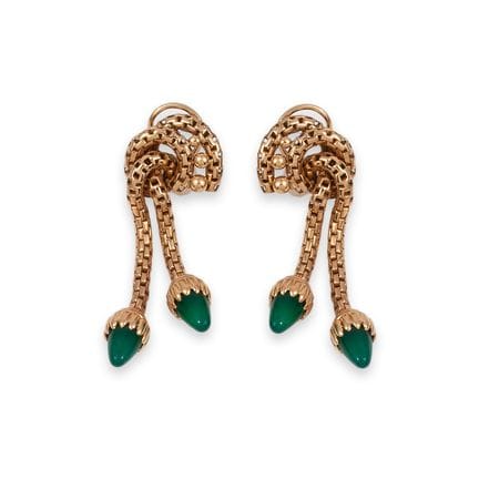 BOUCLES D'OREILLES RÉTRO, EN OR ET CHrysoprase
Pai
