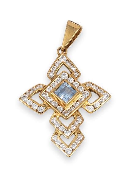 CRUZ DE ORO CON CIRCONITAS Y PIEDRA DE COLOR
Cruz 