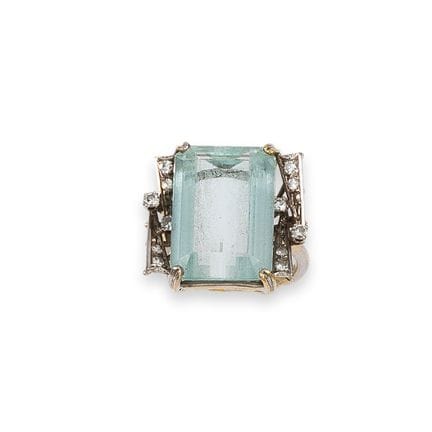 RING, GOLD MIT AQUAMARIN UND DIAMANTEN
Ring aus 18