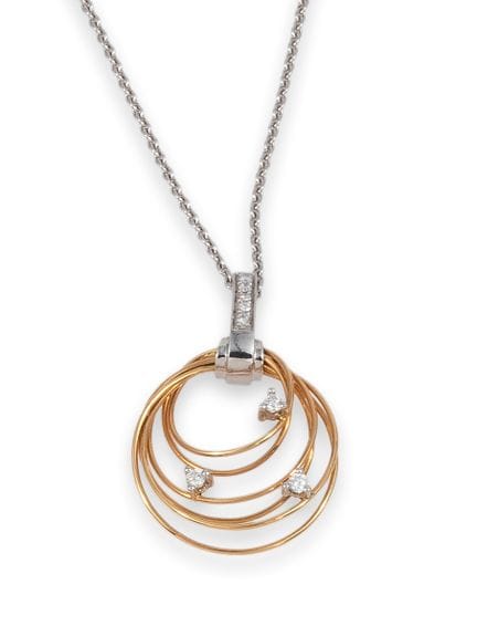 COLLAR Y COLGANTE, ORO BICOLOR CON DIAMANTES
Colla