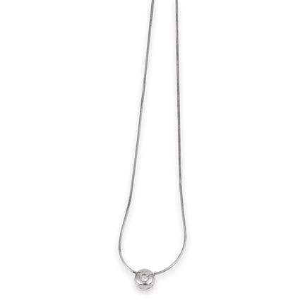 COLLAR DE ORO BLANCO CON DIAMANTE EN ENGASTADO DE 