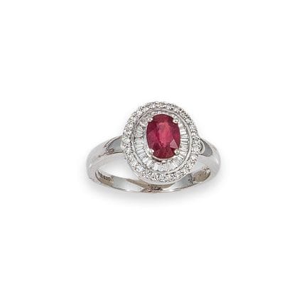 RING AUS WEISSGOLD MIT RUBIN UND BRILLANTGESCHLIFF