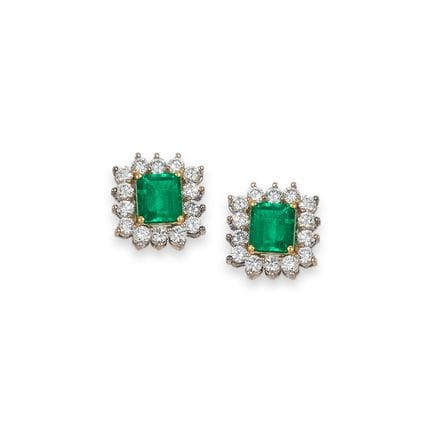 OHRRINGE, SMARAGDE UND DIAMANTEN IM BRILLANT-SCHLI