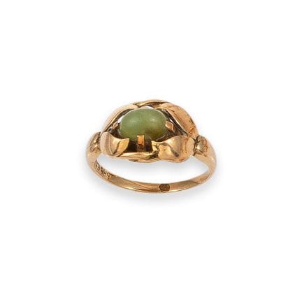 BAGUE EN OR 14 CARATS AVEC PIERRE PRÉCIEUSE VERTE
