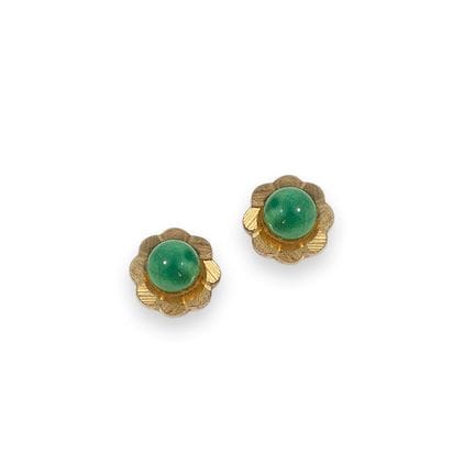 BOUCLES D'OREILLES, OR 9 CARATS AVEC PIERRE PRÉCIE