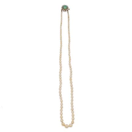 COLLAR DE PERLAS CON CIERRE DE ORO Y AMAZONITA
Col