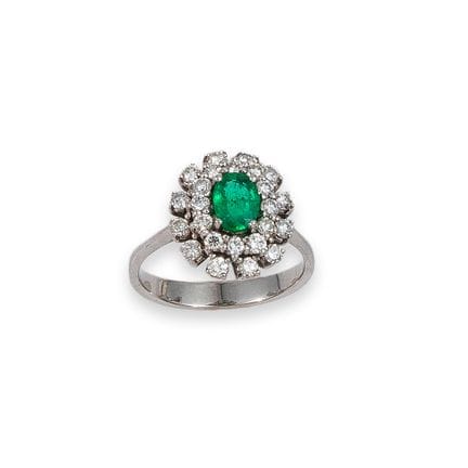 ANELLO IN ORO BIANCO CON SMERALDO E DIAMANTI
Anell