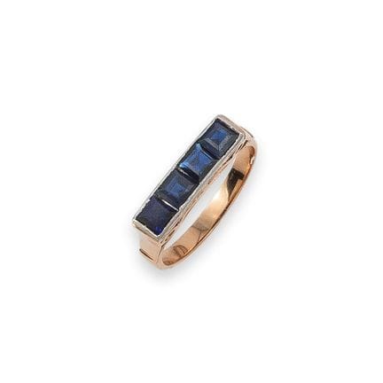 BAGUE, DÉBUT DU XXe SIÈCLE, OR ET PLATINE AVEC SAP