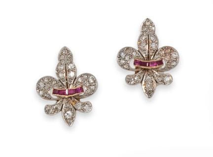 OHRRINGE, FLEUR-DE-LIS, GOLD, PLATIN UND DIAMANTEN