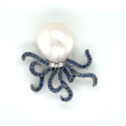 "Octopus" BROOCH in platinum (850‰) and white gold