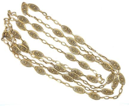Long gold (750‰) NECKLACE with filigree links.
Wei