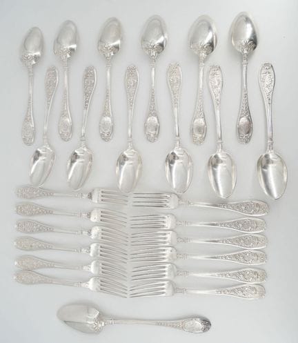 HENIN ET CIE
TWELVE PIECES OF SILVERWARE AND ONE S