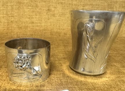 Timbale + rond de serviette en Argent massif à déc
