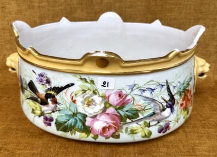 Cache-pot / Rafraichissoir à décor d’oiseaux et fl