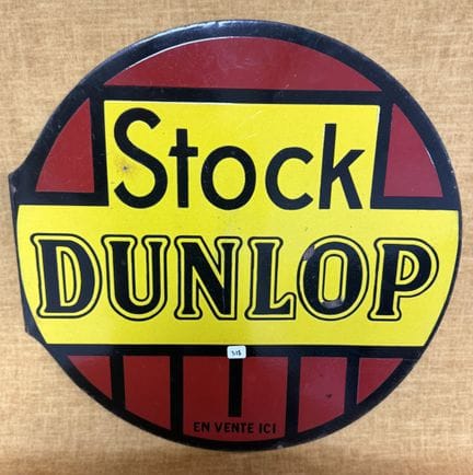 Plaque émaillée double face Stock DUNLOP équerre d