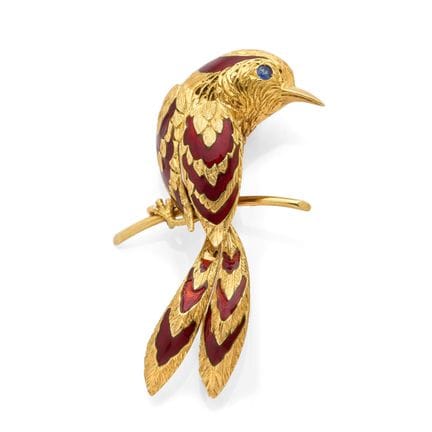 CARTIER

Anstecknadel „Vogel auf einem Ast“

Rotes