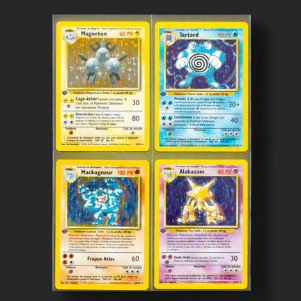 Pokémon: 4 holographic cards

Basic Set: Alakazam,
