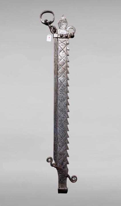 Crémaillère ancienne en fer forgé - Dimensions et 
