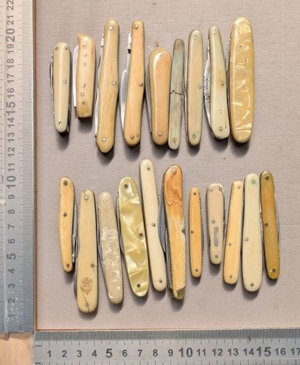 Lot de 20 canifs anciens, 1870-1930 - Dimensions e