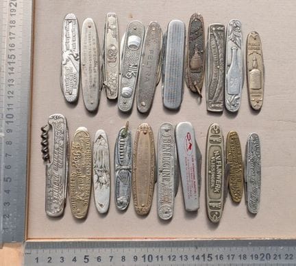 Lot de 20 canifs anciens publicitaires 1900 - Dime