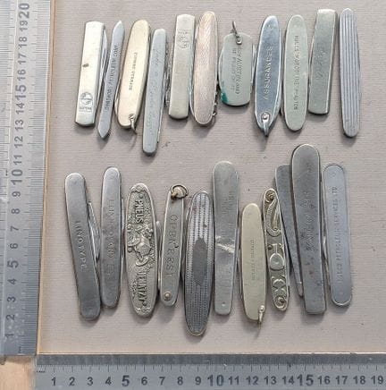 Lot de 20 canifs anciens publicitaires 1900 - Dime