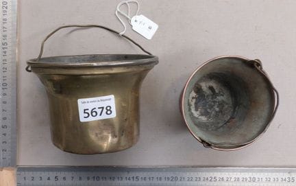 Ancien pot à colle avec bain-marie - Dimensions et