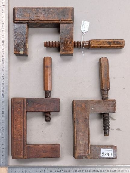 3 Serre-joints en bois (luthier) - Dimensions et é