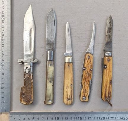 Lot de 6 canifs anciens manche en corne 1900 - Dim