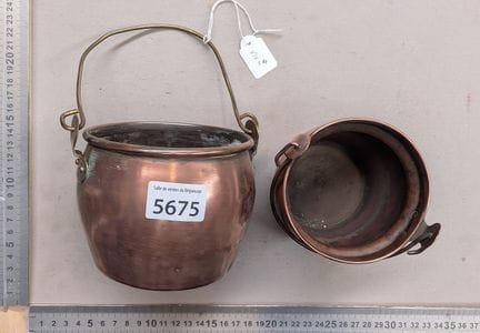 Ancien pot à colle avec bain-marie - Dimensions et