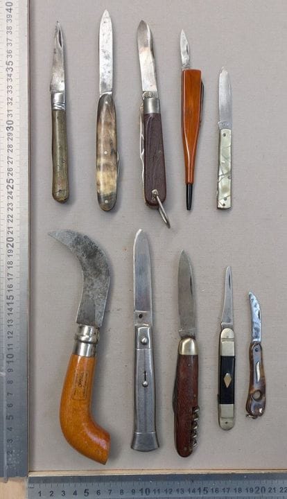 Lot de couteaux ou canifs anciens - Dimensions et 