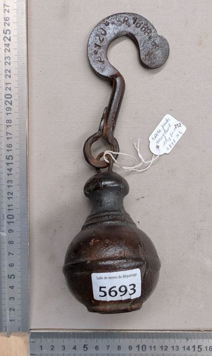 Rare poids moghol 1 kg800, MG - Dimensions et état