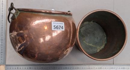 Ancien pot à colle avec bain-marie - Dimensions et